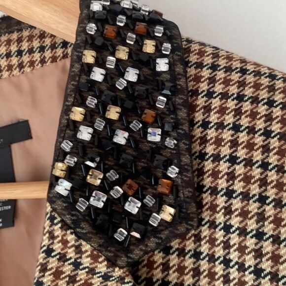 Lane Bryant Houndstooth Blazer Black and Tan with Embellished Collar Sz 16 - Picture 3 of 10